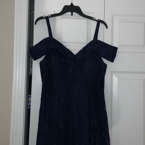 Long blue sparkly dress
